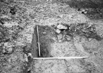 Dunfermline, Priory Lane, former Lauder Technical College, excavations.
Excavation photograph : trench 1 - ditch F131 in north west corner of trench 1b from south.