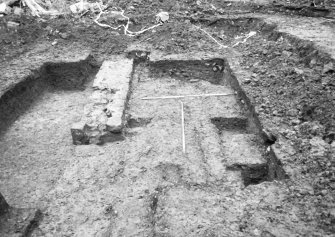 Dunfermline, Priory Lane, former Lauder Technical College, excavations.
Excavation photograph : trench 1 - west end of trench 1b showing section across ditch F135.