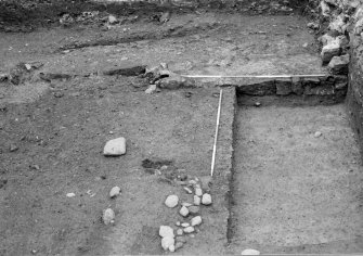 Dunfermline, Priory Lane, former Lauder Technical College, excavations.
Excavation photograph: trench 19 - close up of sondage in north-east of trench.