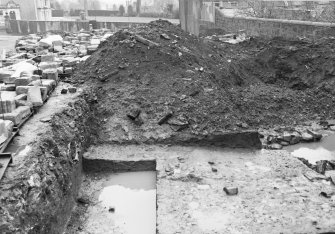 Dunfermline, Priory Lane, former Lauder Technical College, excavations.
Excavation photograph: trench 19 : east end of trench and its spoil heap on final day.