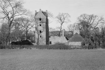 General view of Mains Castle, Caird Park, Dundee.