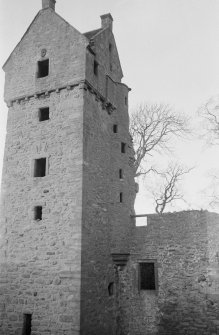 General view of tower, Mains Castle, Caird Park, Dundee.