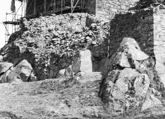 Excavation photograph - N barmkin wall from NW