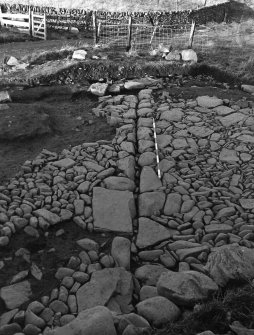 Excavation photograph : trench A -drain within floor of barmkin.