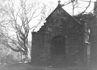 Yester, St Bathan's Chapel (Yester Chapel): Excavation photograph - Close up of the Chapel - from S