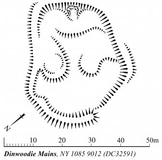 Publication drawing; Plan of Dinwoodie Mains scooped settlement.