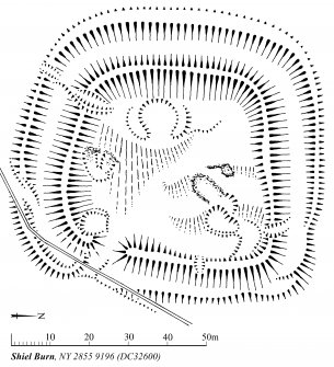 Publication drawing; Plan of Shielburn (Shiel Burn) settlement.