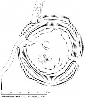 Publication drawing; Plan of Broomhillbank Hill fort (NY19SW 9).