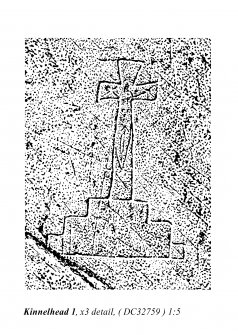 Detail of Kinnelhead 1 incised cross (on rock outcrop): publication drawing for Inventory of Eastern Dumfriesshire. 