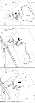 Publication drawing; Plans illustrating successive phases of development at c. 1860, 1900 and 1960.