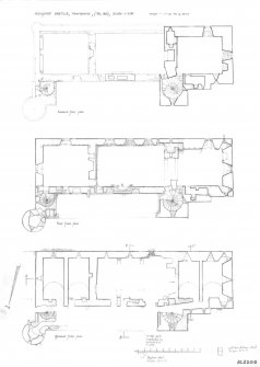 Melgund Castle: Ground floor, first floor and second floor plans