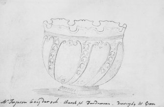 Photographic copy of drawing showing detail of Dundrennan bowl.