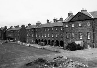 Frontage view of east barrack blocks from north east