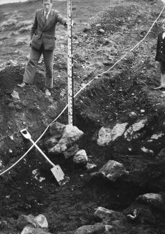 View of excavation trench through walls A and B