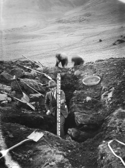 View of walls exposed in excavation trench