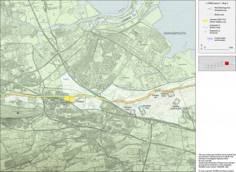Map 2 of 8 from IV.2 1-8 - Series 2: Maps of the Antonine Wall at a scale of 1:25000 showing the proposed World Heritage Site, known forts and fortlets, camps, other features and the buffer zones. Maps were prepared for the nomination document to propose the extension of the Frontiers of the Roman Empire World Heritage Site through the addition of the Antonine Wall.