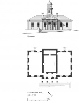 Thurso, Former Miller Institute: reconstructed ground floor plan and elevation, based on measured survey, 2000. Scanned copy of GV007545