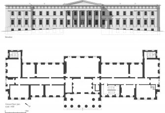Edinburgh, Former John Watson's School: ground floor plan and elevation based on measured survey 2000. Scanned copy of GV007581