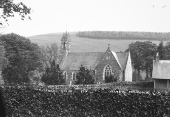 Copy of historic photograph showing view from NW.