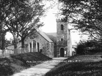 Copy of historic photograph showing view from NW.