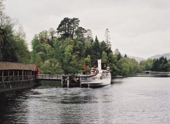 View of pier and steam ship Sir Walter Scott from S