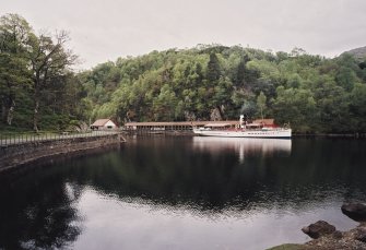 View of pier and steam ship Sir Walter Scott from NE