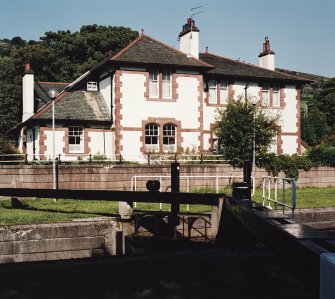 Lock gates and cottages, view from south