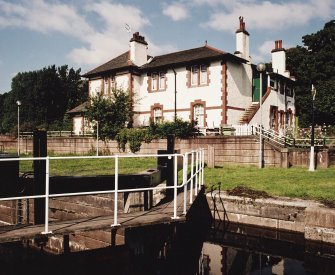 Lock gates and cottages, view from south east