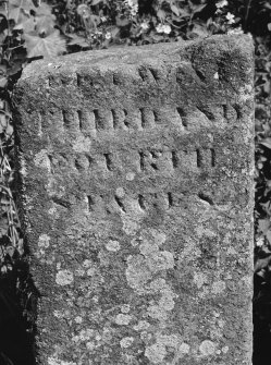 Detail of inscription on stage post to west of aqueduct