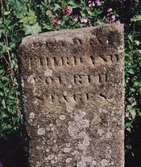 Detail of inscription on stage post to west of aqueduct