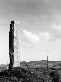 Watchstone with Stenness Stones in background, from N.W.
