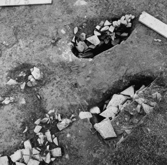 Excavation photograph - East & West stone holes and timber setting