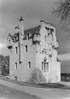 View of Crathes Castle tower from south west.
