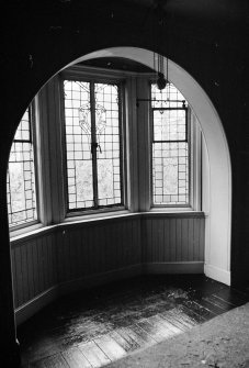 Window with decorative glass, Master bedroom, Craigie Hall, 6 Rowan Road, Dumbreck, Glasgow 