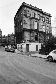 View of Yarrow Gardens Lane and 163 Wilton Street from Belmont Street, Glasgow, Strathclyde  