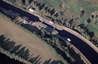 Aerial view of Cullochy Lock, near Abercalder, Great Glen, looking NE.