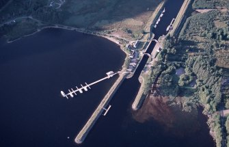 Aerial view of Laggan Locks, Loch Lochy, Great Glen, looking N.
