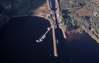 Aerial view of Laggan Locks, Loch Lochy, Great Glen, looking NE.