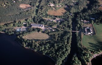 Aerial view of Foyers, S side of Loch Ness, looking SSE.