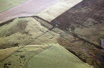 Aerial view of Ruthven previous settlement, Loch Ruthven, S of Inverness, looking W.