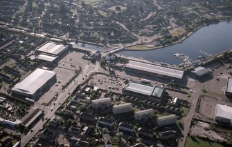 Aerial view of Muirtown Locks Caledonian Canal, Inverness, looking SW.