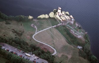 Aerial view of Urquhart Castle, Loch Ness, looking NE.