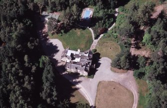 Aerial view of Eilean Aigas House, near Beauly, looking N.
