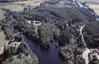 Aerial view of Eilean Aigas , near Beauly, looking S.