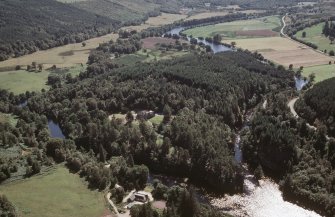 Aerial view of Eilean Aigas , near Beauly, looking S.