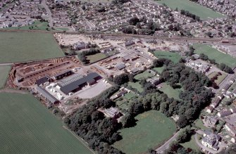 Aerial view of Sawmill, Nairn, looking NW.