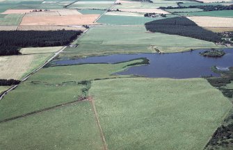 Aerial view of W end of Loch Flemington, E of Inverness, looking WNW.