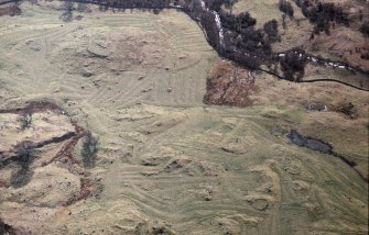 Aerial view of Little Rogart township, Strath Fleet, East Sutherland, looking SW.