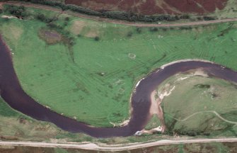 Aerial view of Ulbster township, Strath of Kildonan, East Sutherland, looking  S.
