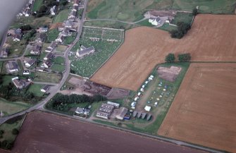 Aerial view of Portmahomack excavations 1998, Tarbat Ness, Easter Ross, looking SW.